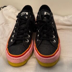 Converse Women's Black Sneakers with Vibrant Sole